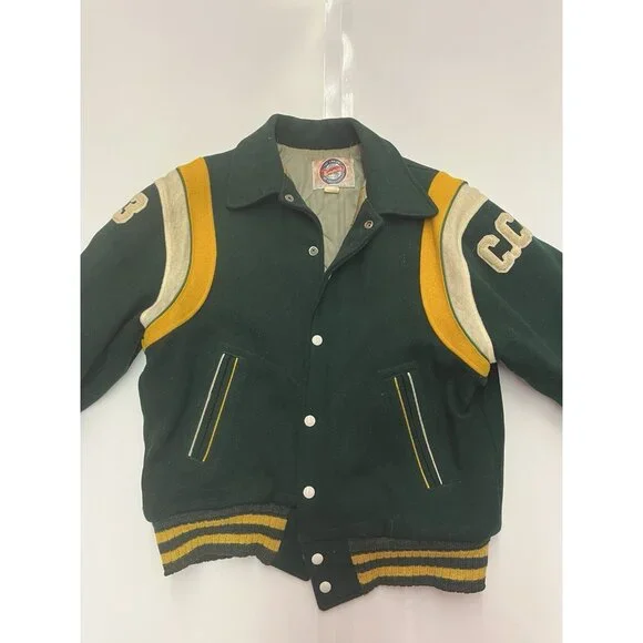 1963 Empire Sporting Goods Letterman Varsity Jacket Green Yellow Sz 42 Made USA - Picture 9 of 16